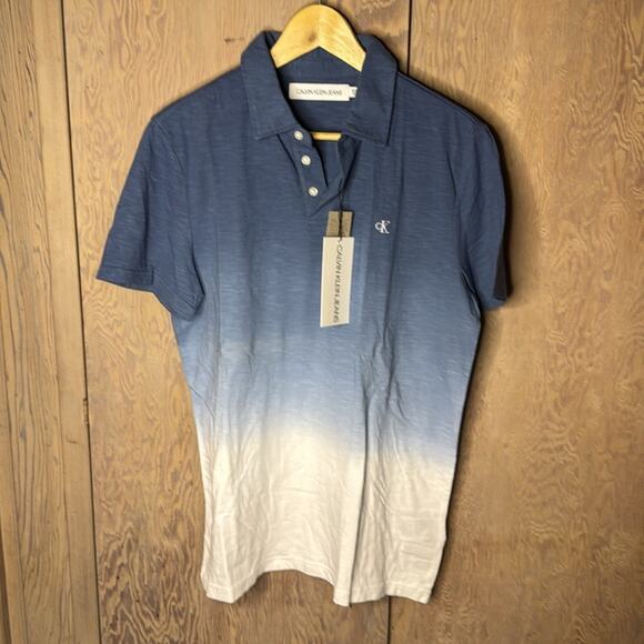 Calvin Klein Jeans Other - NWT Calvin Klein Jeans Blue White Ombre Polo Shirt Size Medium